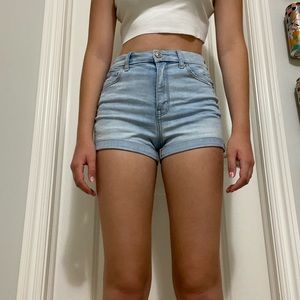blue denim shorts